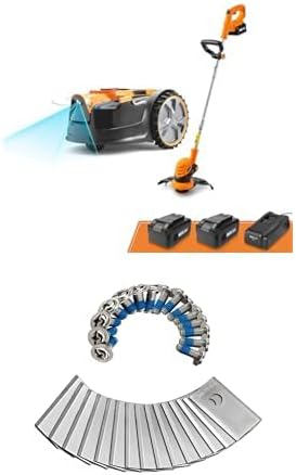 LawnMaster Robot Lawn Mower with Cordless 24V MAX 10” Grass Trimmer Combo Kit + LawnMaster OcuMow™ Replacement Blades – Set of 15 – 523830