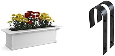 Mayne Yorkshire 3ft Window Box Planter with Handrail Brackets - White - Fade Resistant, Self Watering, Perfect for Outdoor Use
