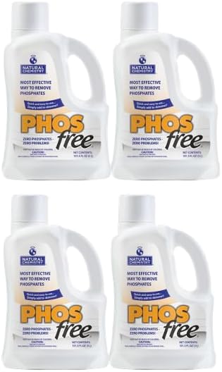 Natural Chemistry Phosfree, 3 L, 4 Pack, Phosphate Remover, Quick and Easy to Use, Improves Filter Performance, Reduces Pool Maintenance