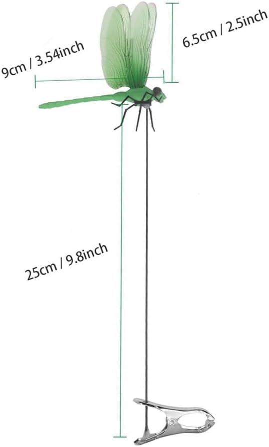 3 Pack Dragonfly Clip,3D Dragonfly Garden Stakes Decor,Dragonfly Humming Bird Stakes,Deer and Horse Fly Deterrent,Garden Bird and Fly Scare Devices for Indoor Outdoor (3pcs)