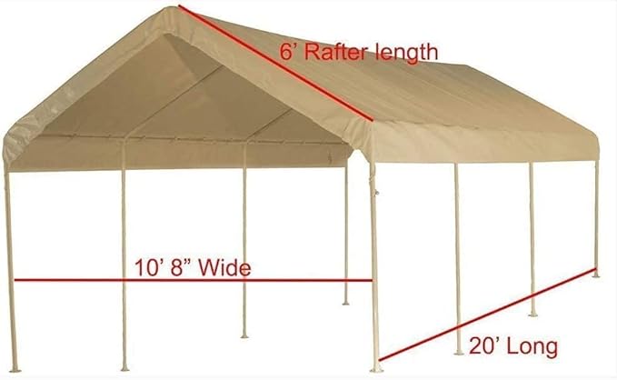 10X20 Canopy Tarp Set (5pc) Paneling and Top Set Valanced Tarp Kit Carport (Side Wall 2 Windows Replacement (Beige))