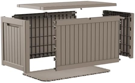 230 Gallon Deck Box, Waterproof Resin Outdoor Storage Box with Lockable Lid, Patio Storage Box with Fade Resistant for Patio Furniture Cushions, Pool Accessories, Garden Tools, Light Coffee