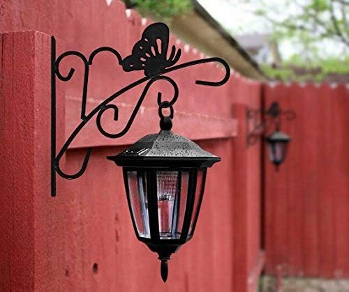 AMAGABELI GARDEN & HOME 2 Pack Hanging Plant Hanger Outdoor 11 inch Metal Hanging Brackets Fence Wall Hooks for Flower Baskets Bird Feeders Lanterns Wind Chimes Rust-Resistant Black
