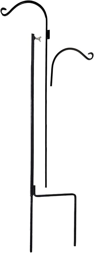 AshmanOnline Ashman Black Shepherd Hook 65 Inch Variations, 12MM Thick, Super Strong, Rust Resistant Steel Hook Ideal to use for Hanging Plant Basket, Solar Light, Bird Feeder and More. (4 Pack)