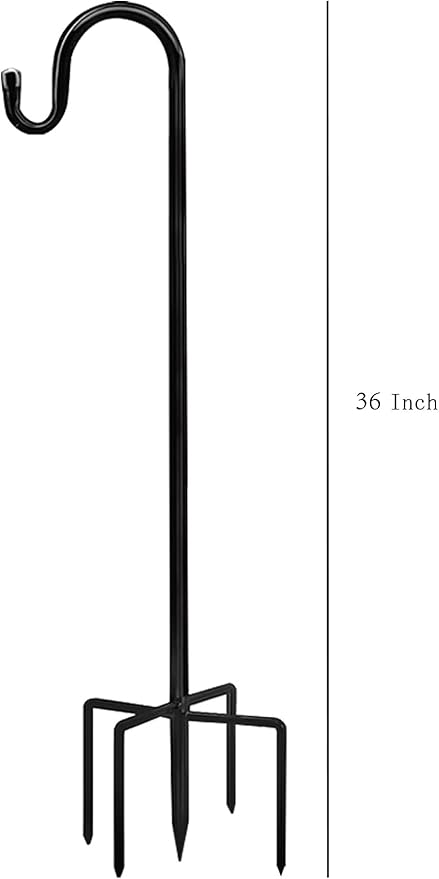 Bird Feeders Pole,Shepherds Hooks for Outdoor 2 Pack 36 Inch Bird Feeders for Outdoors with 5 Prongs Base Hanging Planters for Outdoor