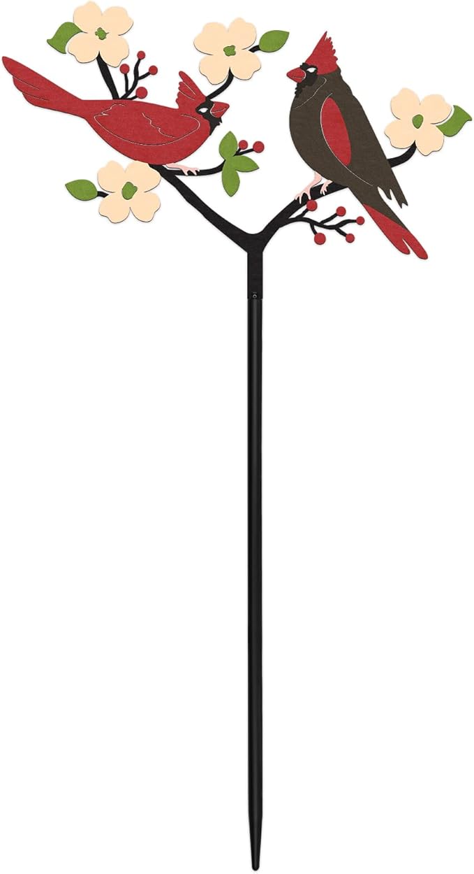 Tuitessine Red Cardinals Garden Stake Outdoor Yard Decor, Metal Bird Lawn Ornament Spring Patio Lawn Decoration, Gift for Bird Lovers & Gardeners
