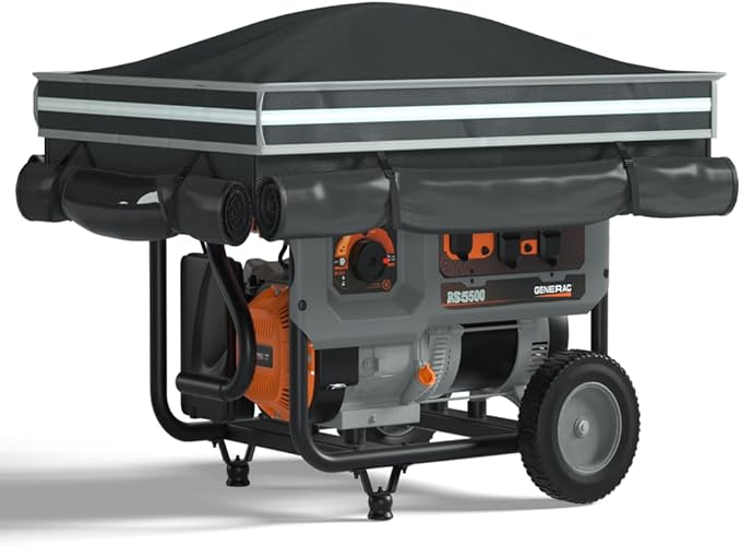 Generator Tent With Bracket, Generator Cover Whlie Running, 32X24X24 inches, Roof Design Without Water Accumulation, 1680D Marine Canvas Production+Heavy-Duty Stainless Steel Bracket, Black