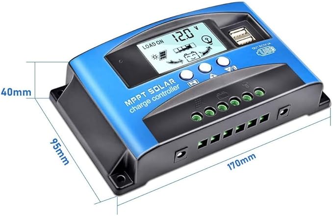 MPPT 100A 12V/24V Auto Focus Tracking Solar Panel Charge Controller Regulator with Dual USB Port,LCD Display, New Mppt Technical