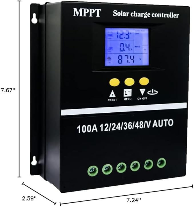 60A MPPT Solar Charge Controller 12V 24V 36V 48V LCD Display Battery Intelligent Regulator Max 100V Input Dual USB for Lead-Acid/Lithium