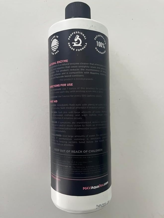 AquaDoc Spa Enzyme Water Treatment - 16oz - Natural Hot Tub Enzyme Cleaner & Clarifier for Balanced Water - Made in USA