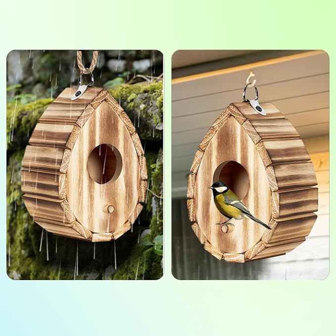 Hummingbird House,Wooden Birdhouse for Outside,Hanging Small Bird Houses,Wild Bird Nesting Box Outdoor Bird House for Bluebird,Finch,Cardinals