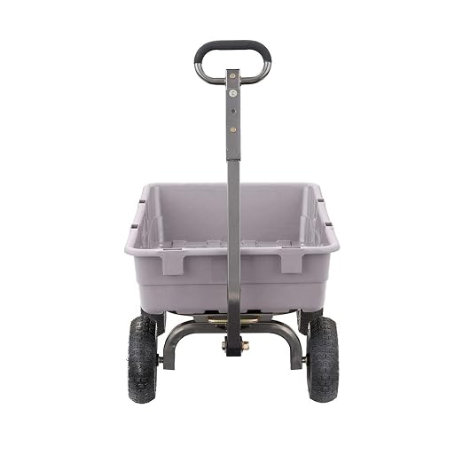 Gorilla Carts Heavy-Duty Poly Dump Cart, 5 Cu Ft Tub, 800 lb Haul Capacity, Gray – Towable Utility Wagon with Quick-Release Dumping & Pneumatic Tires for Yard, Landscaping and Gardening