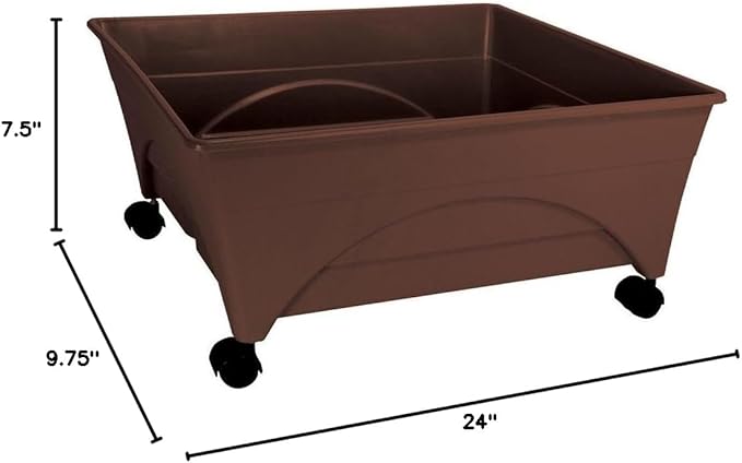 Emsco Group 2345 City Raised Bed Grow Box – Self Watering and Improved Aeration – Mobile Unit with Casters Picker, Earth Brown