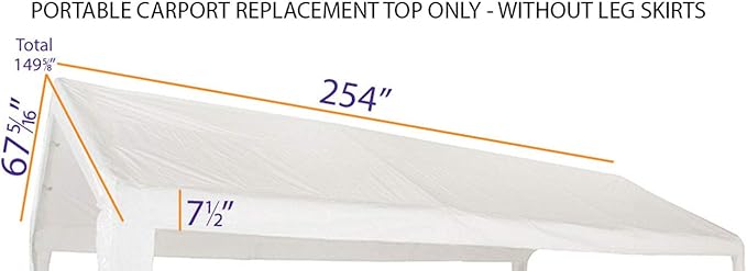 Impact Canopy Replacement Top for 10X20 Carport Canopy, White - Top Only