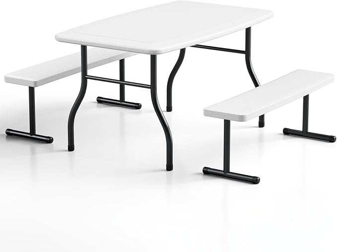 Kids Picnic Table with Benches, 38" Outdoor Toddler Table Set for 4 Children, Heavy Duty HDPE Play Table, 300LBS Capacity, Kids patio table and Chairs for Backyard, Park, Garden, Crafting and Indoor