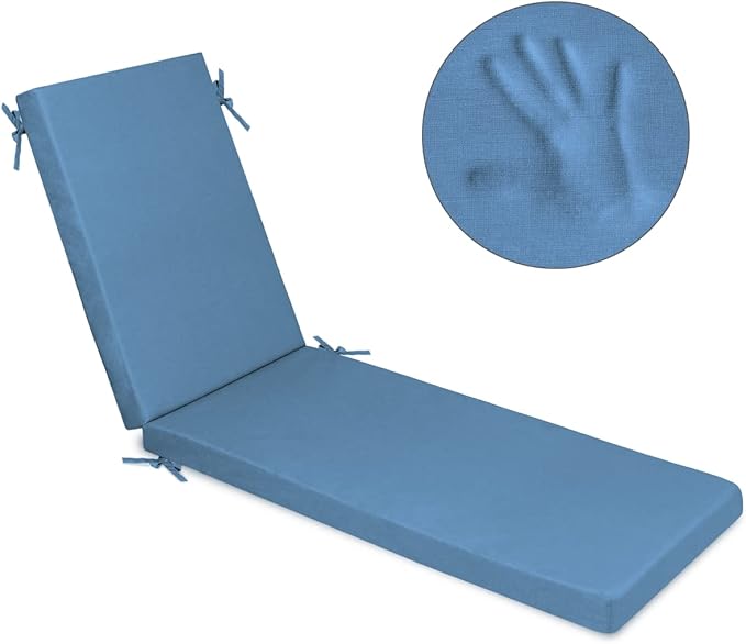 Milliard Memory Foam Outdoor Chaise Lounge Lawn Chair Cushion, with Waterproof and Washable Cover, Blue, 73x21x2.5