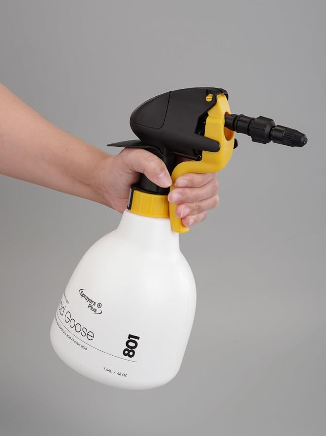 Sprayers Plus 801 Acid Trigger Sprayer, Heavy Duty Chemical Resistant Bottle for Muriatic Acid, Rust Removal & Aluminum Brightening, Professional Acid Sprayer 316 Stainless Steel Spring,1.44Litres