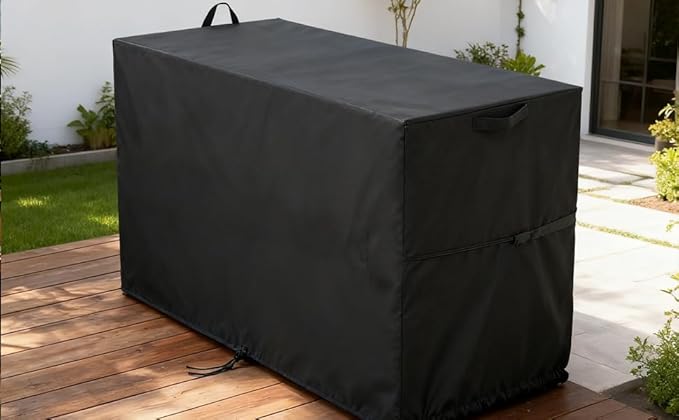 Deck Box Cover for Congfutt Outdoor Storage Cabinet, Waterproof Resin Storage Box Bin Covers Outdoor Sideboard Cover- 44"L x 17"D x 33"H
