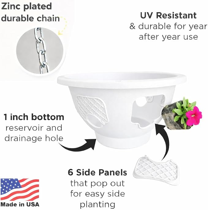 Ultimate Hanging Baskets - Strawberry, Tomato, Flower, and Herb Outdoor Planters - Use Garden Pots for Growing Plants Outside On A Deck, Fence, or Balcony