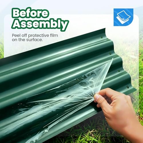 Quictent Galvanized Raised Garden Bed 8x4x2 Ft Tall Metal Planter Box for Vegetables Outdoor Bottomless for Backyard, 2 Tomato Cages Included, 22.04" Deep, Green