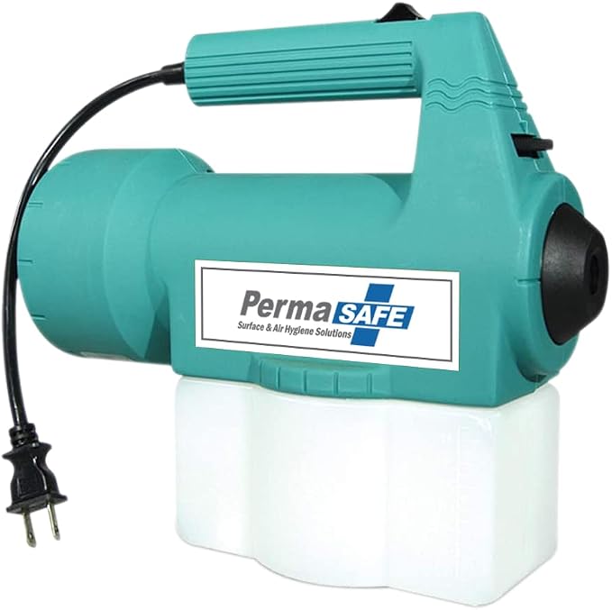 PermaSafe Handheld Electric ULV Fogger | 110V Handheld Fogger for Applying Disinfectants, Cleaners, Insecticides, Mold Eliminators & More | Lightweight, Compact, Extra Durable & Easy to Use