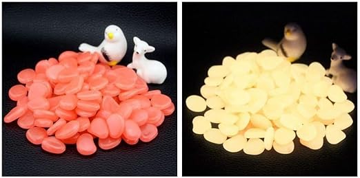 1100Pcs Glow Stones Glow in The Dark Garden Stones Pebbles, Gardening Luminous Stones Outdoor Decor Glowing Water Fish Tank Gravel (Orange)