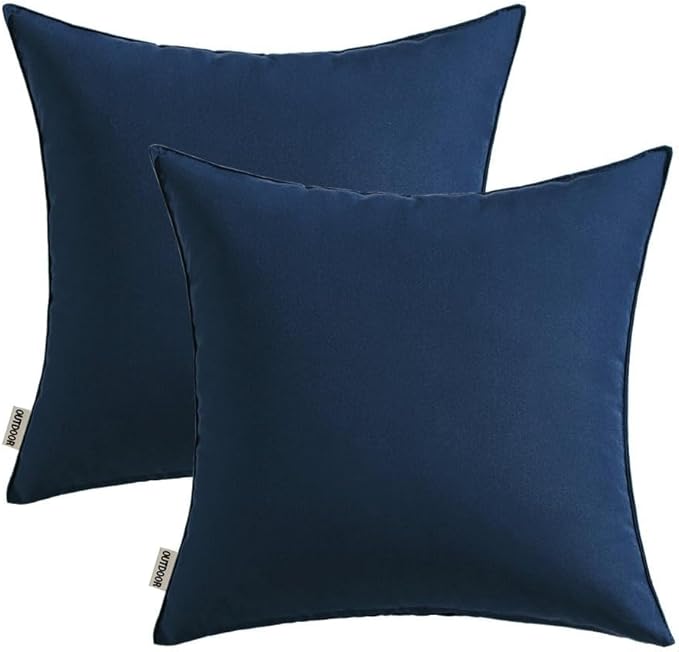 MIULEE Pack of 2 Decorative Outdoor Waterproof Pillow Covers Square Garden Cushion Sham Throw Pillowcase Shell for Patio Tent Couch 20x20 Inch Dark Blue