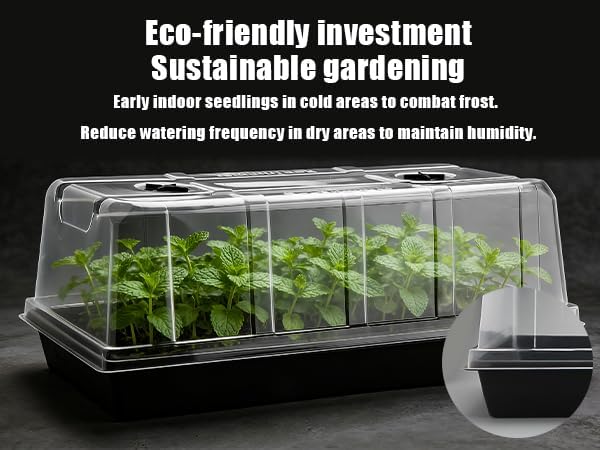 RooTrimmer 10 Pack 6.3" Tall Humidity Domes for 1020 Trays, Extra Strength Seed Starter Covers with 2 Adjustable Vents, Clear Plastic Propagation Cloning Lids for Germination & Microgreens, BPA-Free