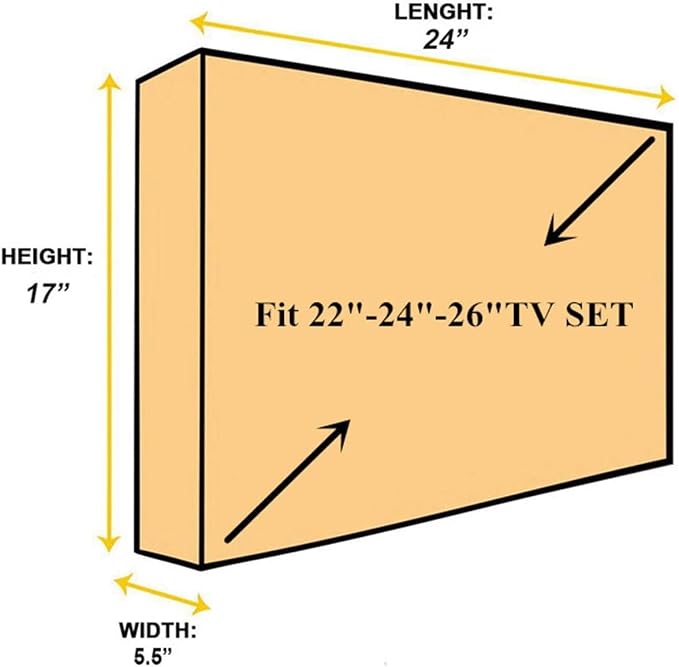 Outdoor 22"-24"-26" TV Set Cover,Scratch Resistant Liner Protect LED Screen Best-Compatible with Standard Mounts and Stands (American Flag)
