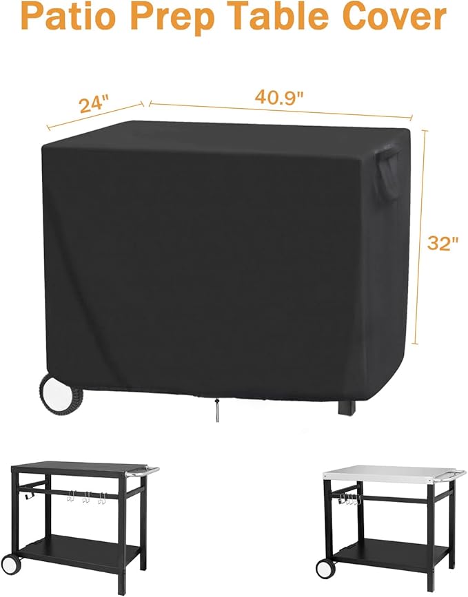 Outdoor Prep Table Cover Compatible with Royal Goumet Movable Dining Cart Table 40"x24"x32", Outdoor Bar Cart Cover for 40 inch Worktable, Waterproof Patio Dining Cart Cover