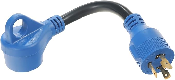 NEMA L5-30P to TT-30R 30 Amp Adapter Cord,30 Amp 125V Generator to RV Power Dogbone,Heavy Duty 12-Inch 10/3 AWG 3 Prong Locking Plug for RV Camper Travel Trailer,Rated for 30A 125V
