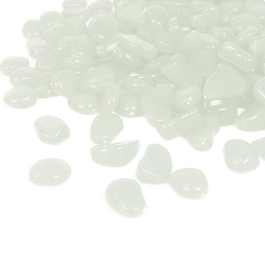 Glow in the Dark Garden Pebbles 150pcs Outdoor Decor Bulk Blue Eden Glow Stones DIY Walkway Driveway Fairy Decoration Luminous Rocks Aquarium Fish Tank Gravels (White in Daytime, Blue in the Dark)