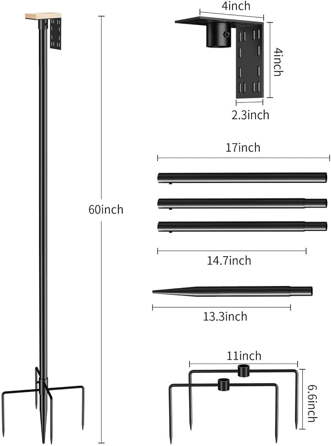 Onlyfly Bird Feeder Pole Stand – 60 Inch Height Feeding Station with 1-Inch Dia Heavy Duty for Hanging Feeders, 2026 Upgraded Bird House Pole Mount Kit for Outdoor, Slip-Fit Connection