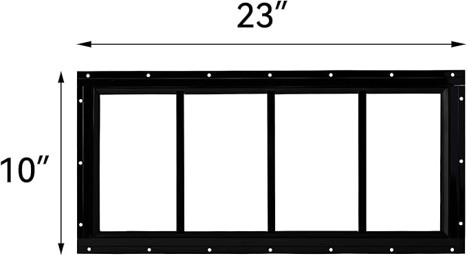 WRISIN 2 Pack Shed Window (Black, 10" x 23")