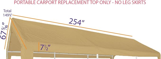 Impact Canopy Replacement Top for 10X20 Carport Canopy, Tan - Top Only
