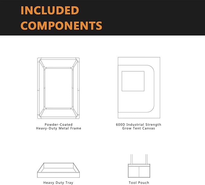 3x3 Grow Tent Kit (32"x32"x63") - Heavy-Duty 600D Diamond Mylar Lining, 98% Reflective, Viewing Window & Waterproof Floor Tray for Hydroponics Indoor Growing