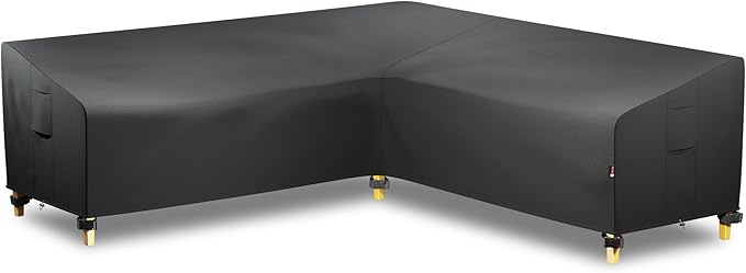 iBirdie Outdoor Sectional Cover fit 130" x 130", 128" x 128", 126" x 126" L-Shaped Patio Sofa, Waterproof Weatherproof 600D Heavy Duty Garden Furniture Cover for Outside L Shape Couch