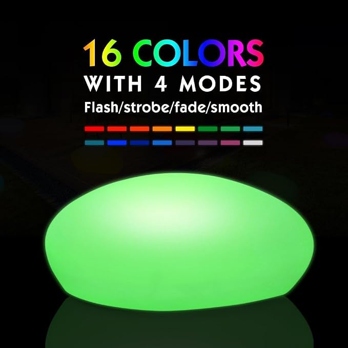 Blibly Solar Garden Lights Outdoor Glow Cobblestone Shape Lamp Garden Decor Light-White & RGB Light Waterproof Landscape Night Lights for Lawn/Patio/Path 1pc
