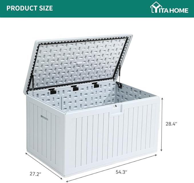 YITAHOME XL 150 Gallon Large Deck Box,Outdoor Storage for Patio Furniture Cushions,Garden Tools,Waterproof,Lockable (White)