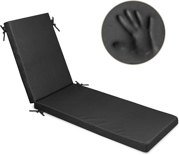 Milliard Memory Foam Outdoor Chaise Lounge Cushion β Lounge Cushion with Waterproof and Washable Cover, Patio Chair Cushion β Ultimate Comfort Lawn Chairs Cushion, 73x21x2.5 Inches β (Black)