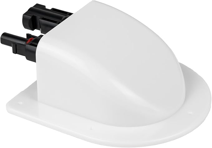Solar Cable Entry Gland with 10Awg Copper Solar Cable and Solar Connector UV Resistance Dual Cable Entry Housing for Solar RV Boats Yacht Roofs (White 20FT)