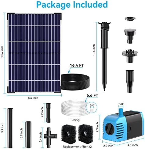 POPOSOAP 6.5W Solar Fountain Pump for Bird Bath Built-in 2400mAh Battery Backup & 12W Solar Water Fountain Pump for Outdoor Pond, Bird Bath, Fish Tank and Garden Water Features