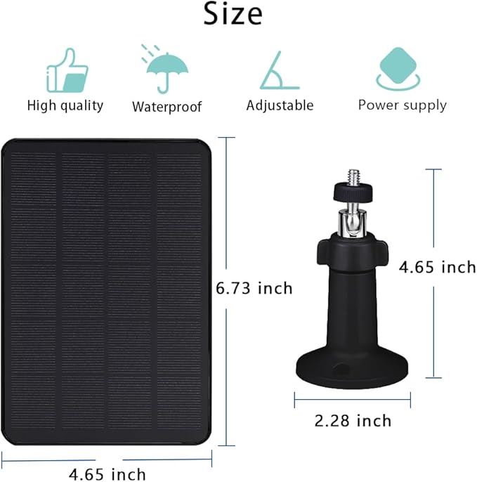 Solar Panel Compatible with WYZE Battery Cam Pro, EufyCam 2C/2C Pro, 4W 5V Solar Panel with 10ft Micro USB Charging Cable for Outdoor Battery Camera, Tpye C Adapter, Adjustable Wall Mount, Black