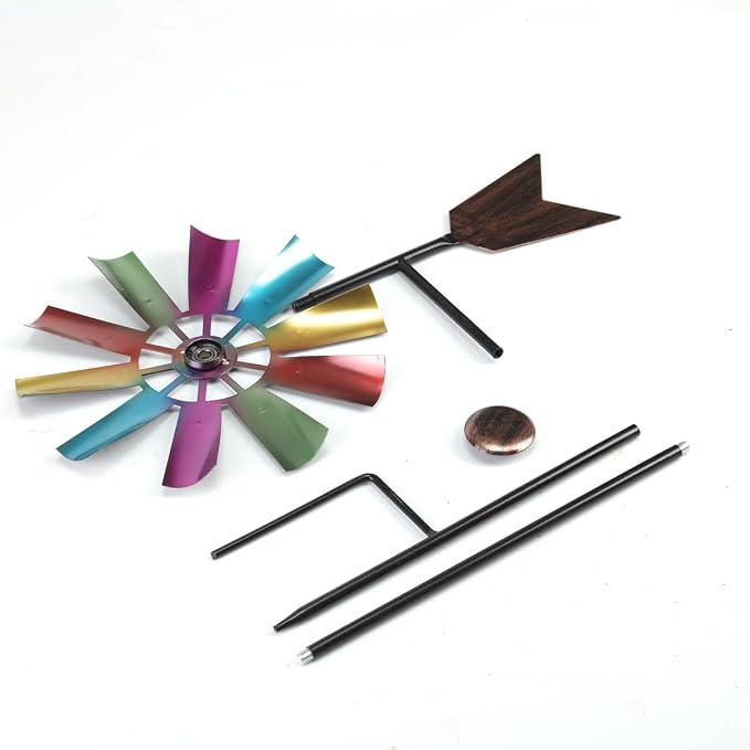 BinaryABC Outdoor Yard Windmill Metal Wind Spinner,Wind Sculptures Spinners Yard Decor Pinwheel,for Garden Yard Lawn Patio Decoration (Colorful)