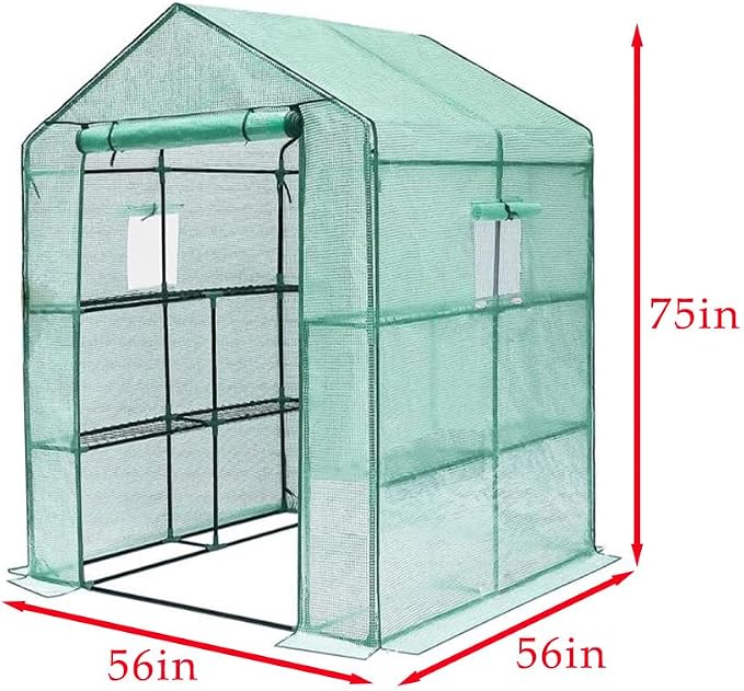 Garden Winds Custom Fit Replacement Cover Compatible with The Greengro 56" x 56" Portable Walk in Instant Pop Up Greenhouse Zipper Entry Door Mesh Side Windows - PE Fabric - Green