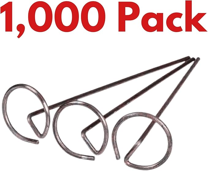 Super Geotextile Round Top Landscape Pins – 11 Gauge Heavy Duty 6 Inch Galvanized Steel Stakes for Landscape Fabric and Weed Barrier, 1000 Pack