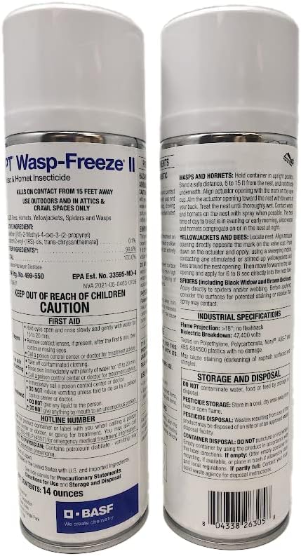 BASF PT Wasp-Freeze Insecticide for Wasp, Hornet, Yellowjacket & Spider Killer, Quick Knockdown Spray, Indoor or Outdoor Use, 14 oz