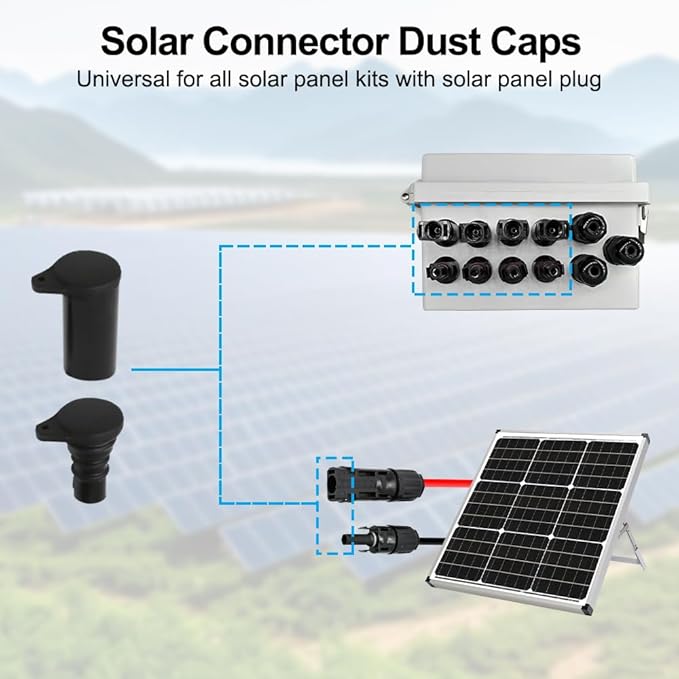 Solar Panel Connector Cap, 5Pairs IP67 Silicone Dust and Waterproof, Male and Female Cap for Solar Connector, Solar Inverter