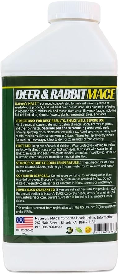 Nature’s MACE Deer & Rabbit Mace, Deer Repellent for Plants, 40 oz Combo Kit, Peppermint Spray, Keeps Deer Off Your Garden, Repel from Home, Safe to Use Around Children, Pets, Plants & Produce