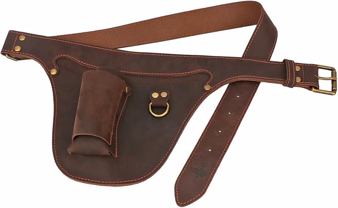 TOURBON Leather Tool Belt Gardener Florist Farmer Tools Holster Waist Pouch Electrician Carpenter Plumbing Organizer Bag with 3 Pockets